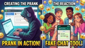 Creating a fake WhatsApp prank chat with friends using online tool.
