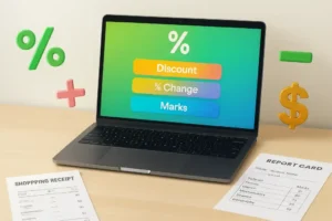Calculating shopping discounts and exam marks using Percentage Calculator tool