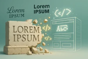 Lorem Ipsum Generator Pro interface showing typography preview and HTML code options